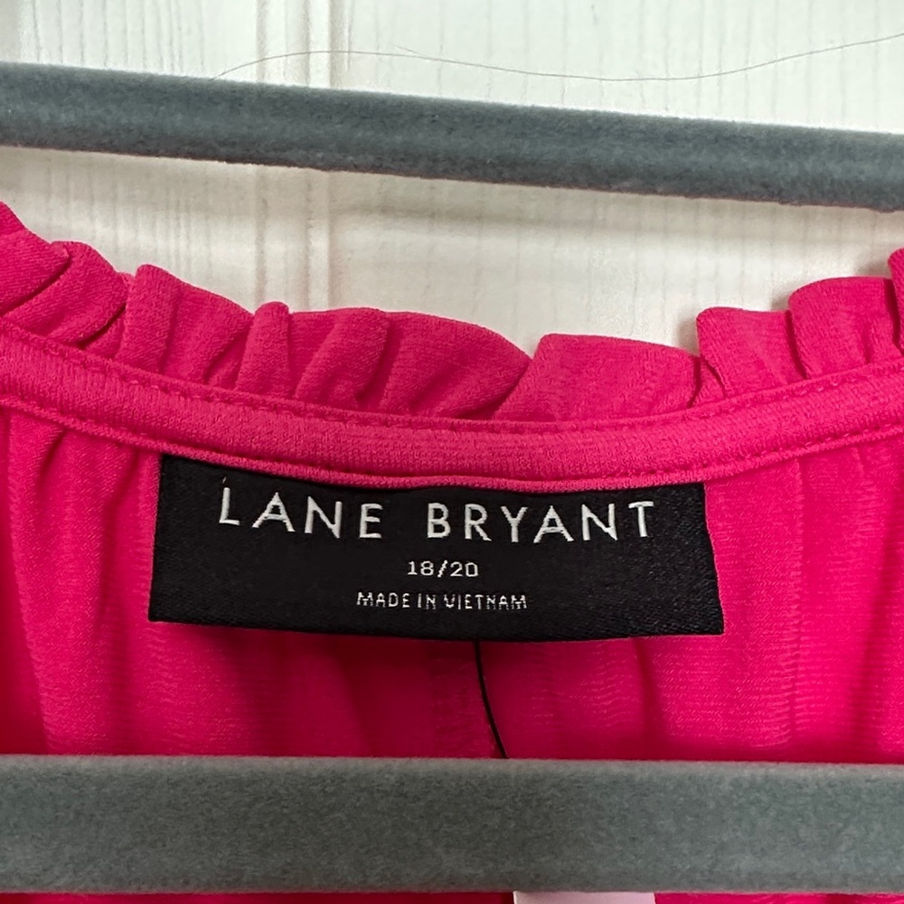 Lane Bryant Hot Pink V-Neck Flutter Sleeve Blouse - Picture 2 of 3